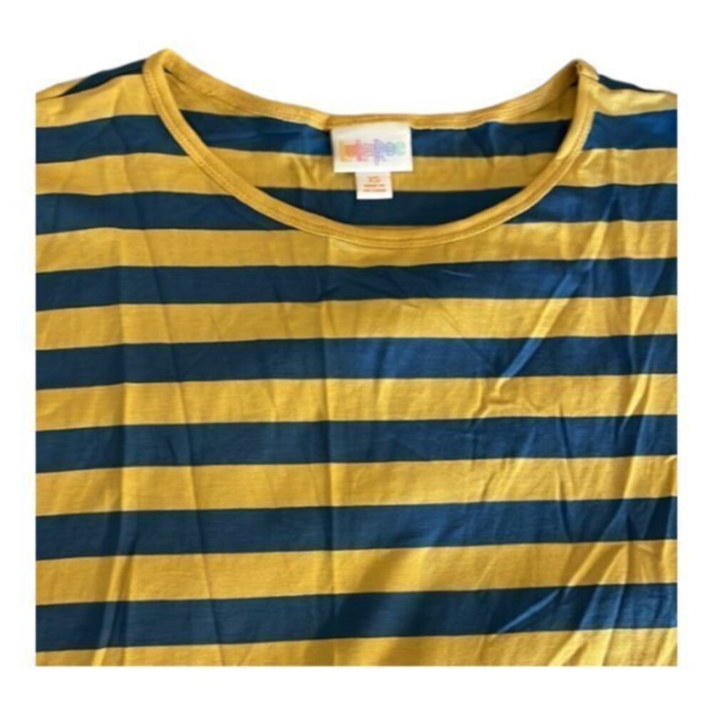 Lularoe Yellow/Gold Blue Stripe Irma Shirt NWT Size XS #2815